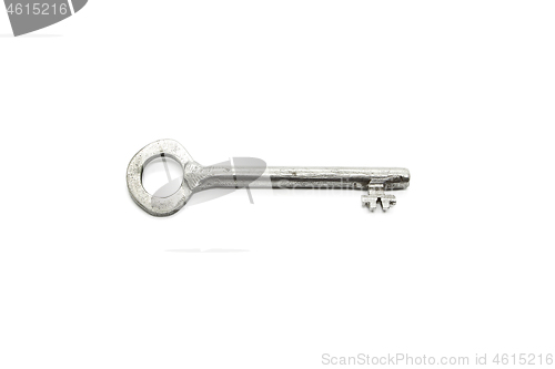 Image of Old silver key isolated on white background