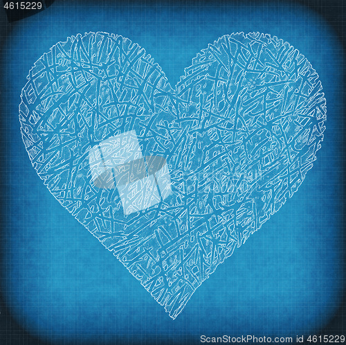 Image of Blue background with abstract love symbol