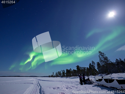 Image of Aurora Borealis over Lake Inari