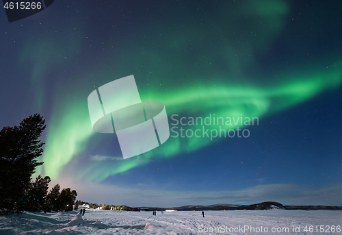 Image of Aurora Borealis over Lake Inari