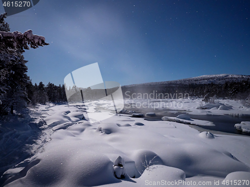 Image of Moonlight over Juutuanjoki River in Finland