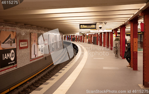 Image of Berlin, Germany - December 30, 2019: Signage of the Alexanderpla