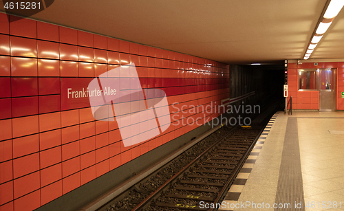 Image of Berlin, Germany - December 30, 2019: Signage of the Frankfurter 