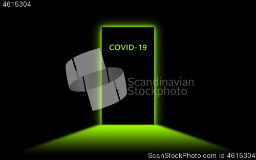 Image of Door, quarantine, isolated on black