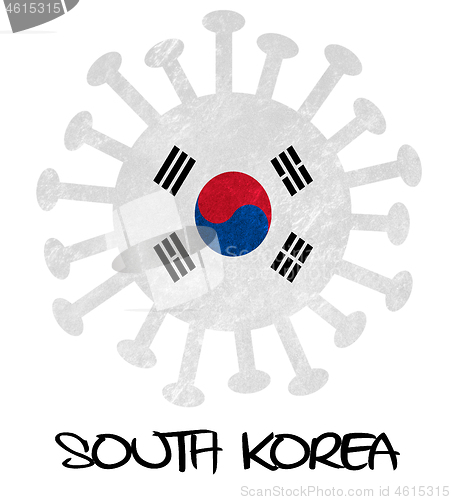 Image of The national flag of South Korea with corona virus or bacteria