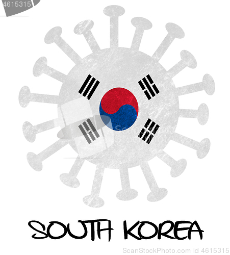 Image of The national flag of South Korea with corona virus or bacteria