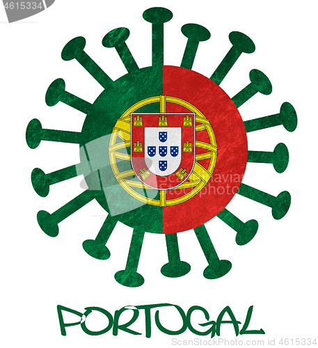 Image of The national flag of Portugal with corona virus or bacteria