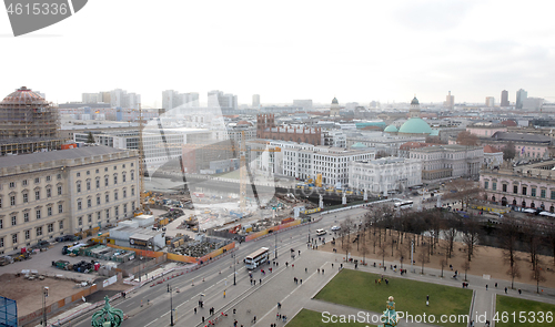 Image of BERLIN, GERMANY - JANUARI 1, 2020: Above view of the city. Berli