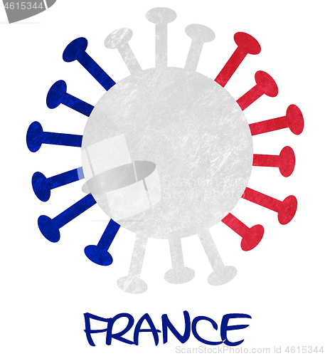 Image of The national flag of France with corona virus or bacteria