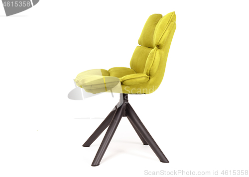 Image of Modern chair made from suede and metal - Yellow