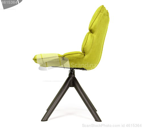 Image of Modern chair made from suede and metal - Yellow