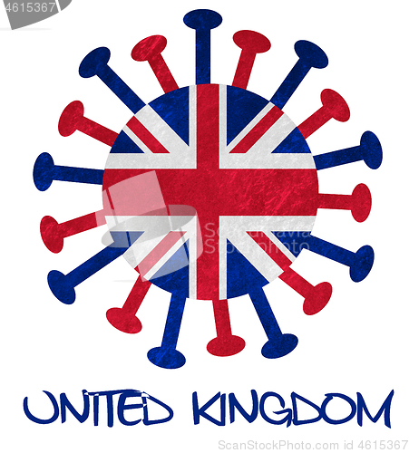 Image of The national flag of the United Kingdom with corona virus or bac