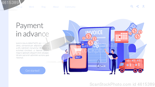 Image of Prepayment terms concept landing page