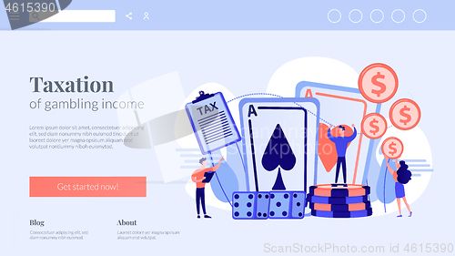 Image of Gambling income concept landing page.