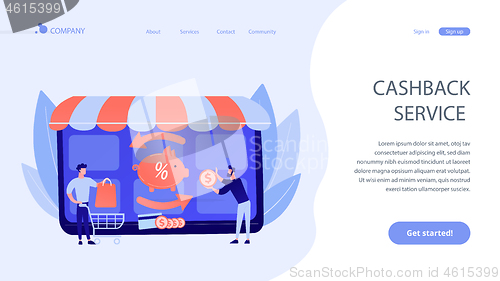 Image of Cashback service concept landing page