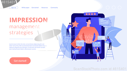 Image of Impression management concept landing page