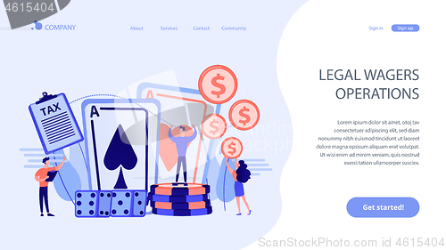 Image of Gambling income concept landing page.