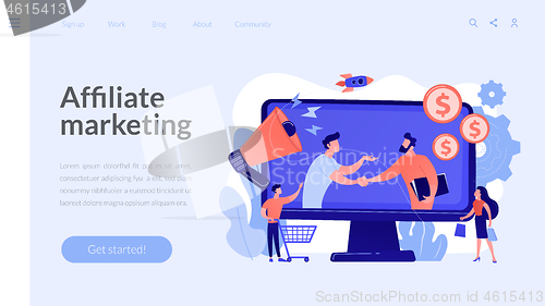 Image of Affiliate marketing concept landing page.