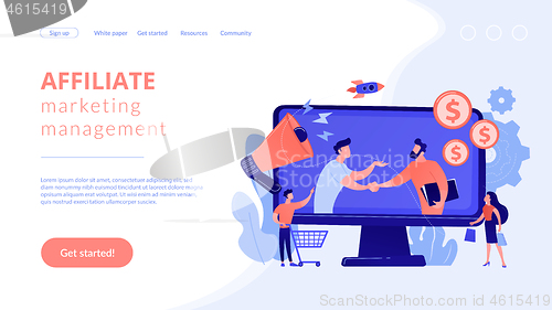Image of Affiliate marketing concept landing page.
