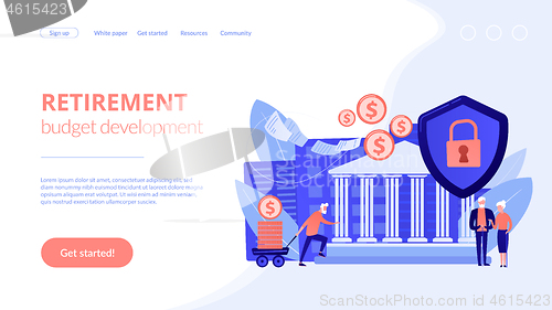 Image of Retirement investments concept landing page.