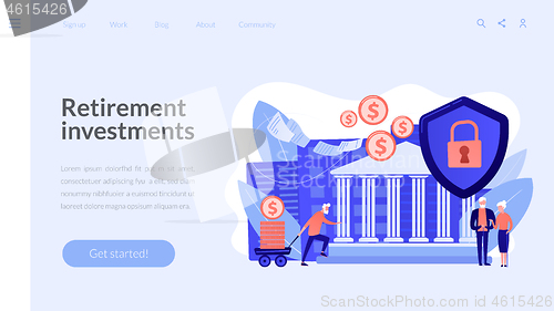 Image of Retirement investments concept landing page.