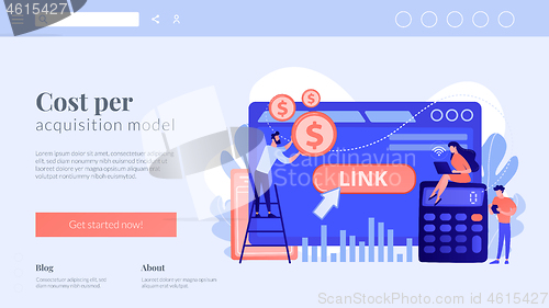 Image of Cost per acquisition CPA model concept landing page.