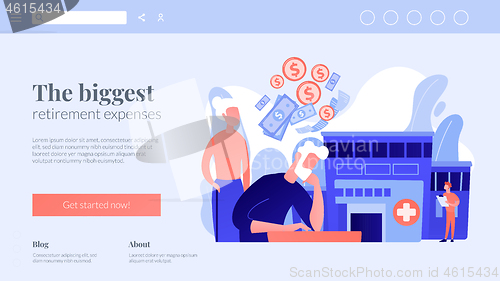 Image of Healthcare expenses of retirees concept landing page.