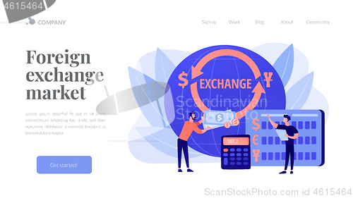 Image of Currency exchange concept landing page