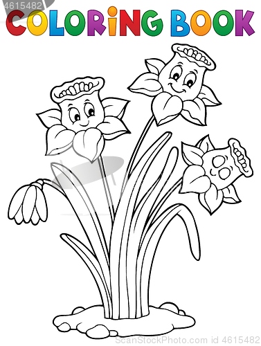 Image of Coloring book narcissus flower image 1