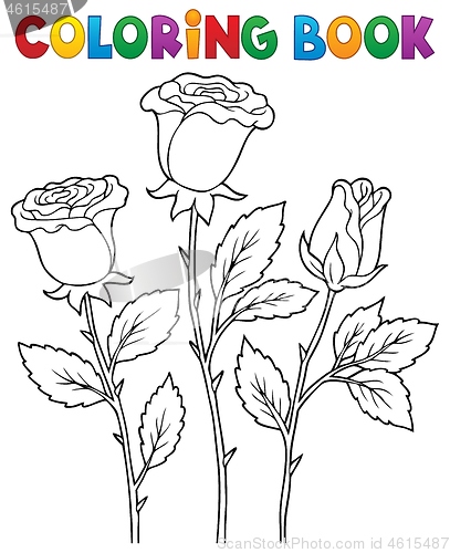 Image of Coloring book rose flower image 1