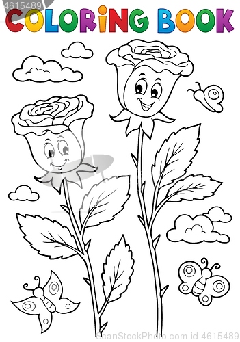 Image of Coloring book rose flower image 2