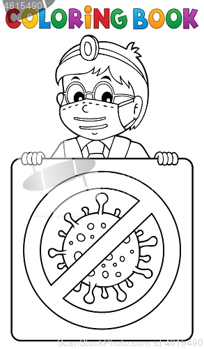 Image of Coloring book doctor with sign theme 1