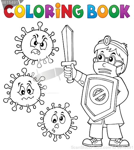 Image of Coloring book doctor fighting virus 1