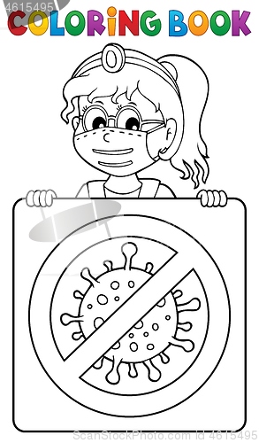 Image of Coloring book doctor with sign theme 2