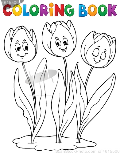 Image of Coloring book tulip flower image 1