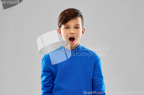 Image of shocked boy in blue hoodie