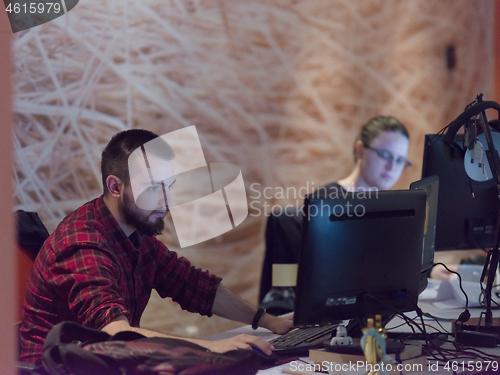 Image of designers in the night startup office