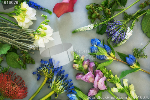 Image of Flowers composition flatlay