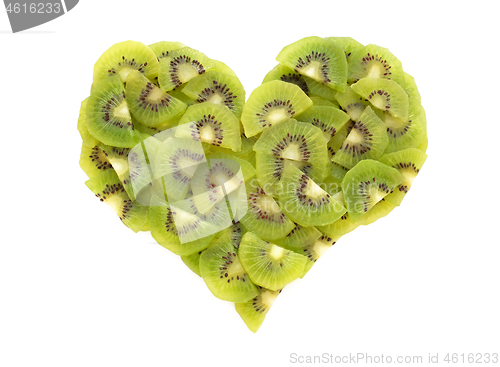 Image of Fresh kiwi fruit heart