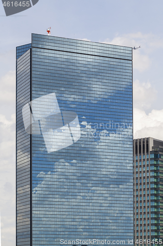 Image of Modern architecture. Modern steel and glass skyscrapers in Osaka.