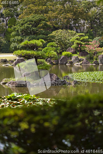 Image of Beautiful japanese traditional park in summer time