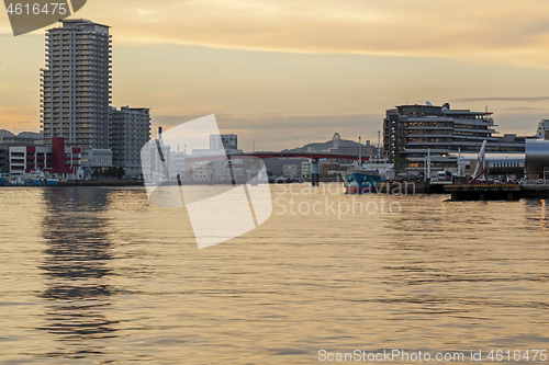 Image of Nagasaki, Japan, Dejima wharf shopping and restaurant area with sea