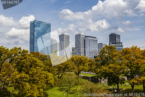 Image of View of Osaka from Osaka Castle, Japan.