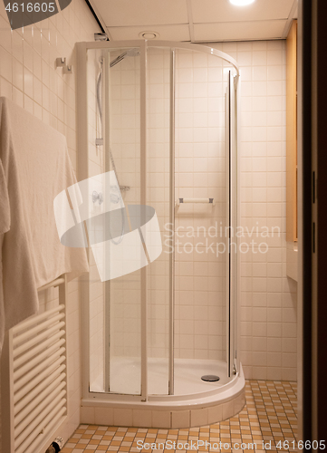 Image of Heated towel rack in an old bathroom