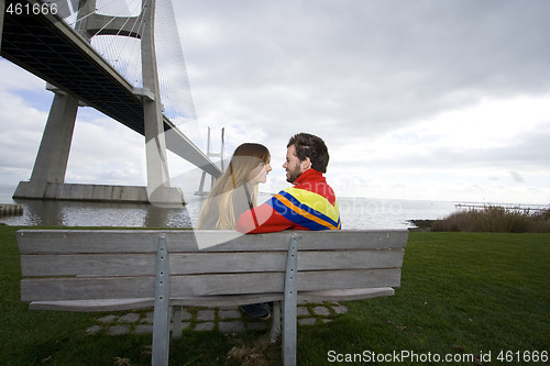 Image of Young couple outdoor enjoying life