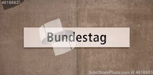 Image of Berlin, Germany - December 30, 2019: Signage of the Bundestag U-