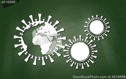 Image of Planet Earth illustrated as a pathogen of the coronavirus (Covid