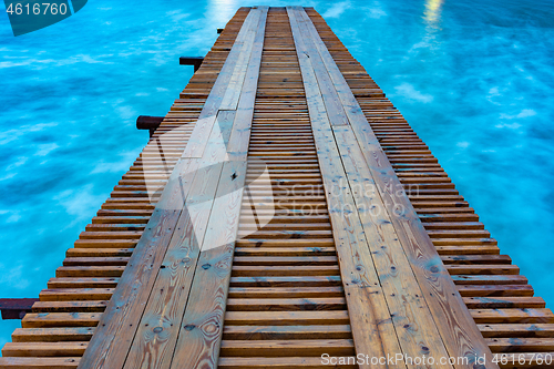 Image of Long distance bridge by the sea, long exposure