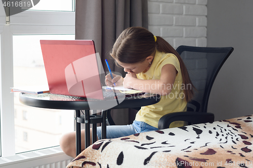 Image of Girl does homework with distance learning services