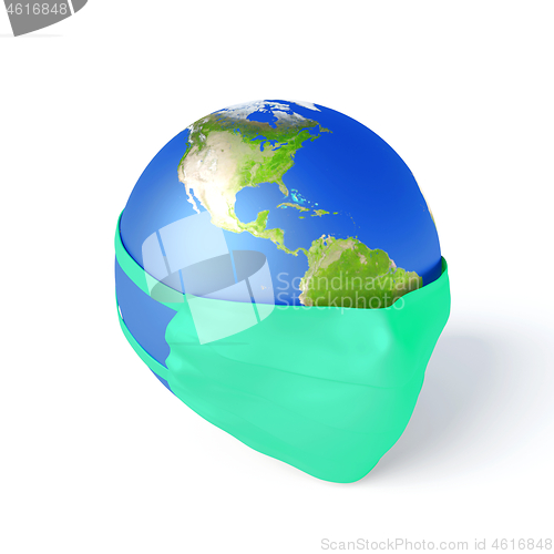 Image of Earth globe put mask